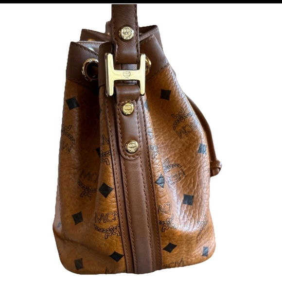 MCM Cognac Visetos Bucket Crossbody Shoulder Bag - Picture 9 of 9
